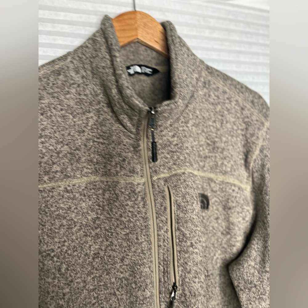The North Face Mens Full Zip Knit Fleece Jacket Tan Mens Size XL - Picture 3 of 8